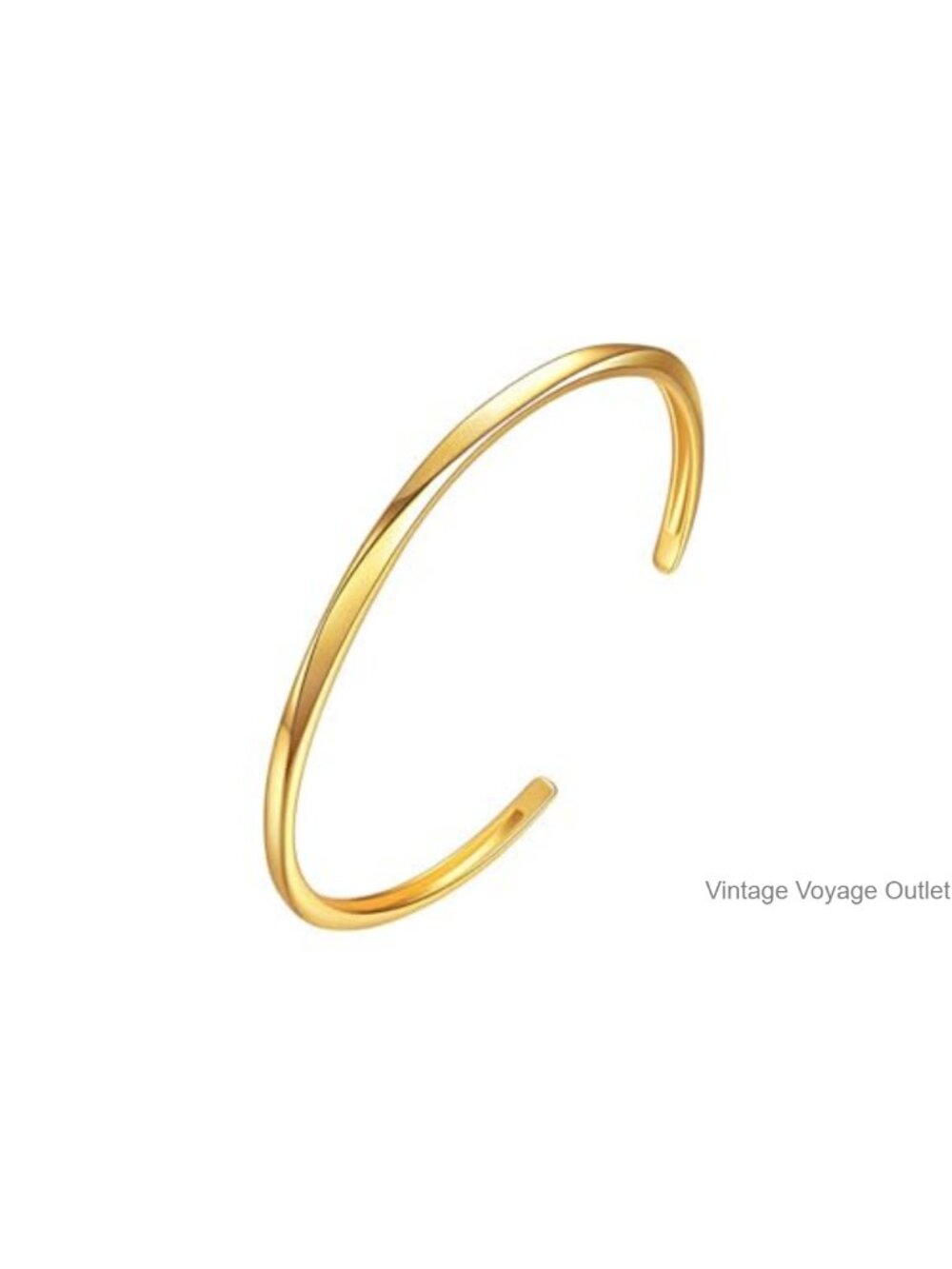 14K Gold Plated Open Cuff Bangle Bracelet for Women Hypoallergenic Nickel Free